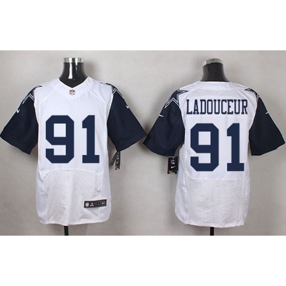 Nike Cowboys #91 L. P. Ladouceur White Men's Stitched NFL Elite Rush Jersey Nike Cowboys #91 L. P. Ladouceur White Men's Stitched NFL Elite Rush Jersey
