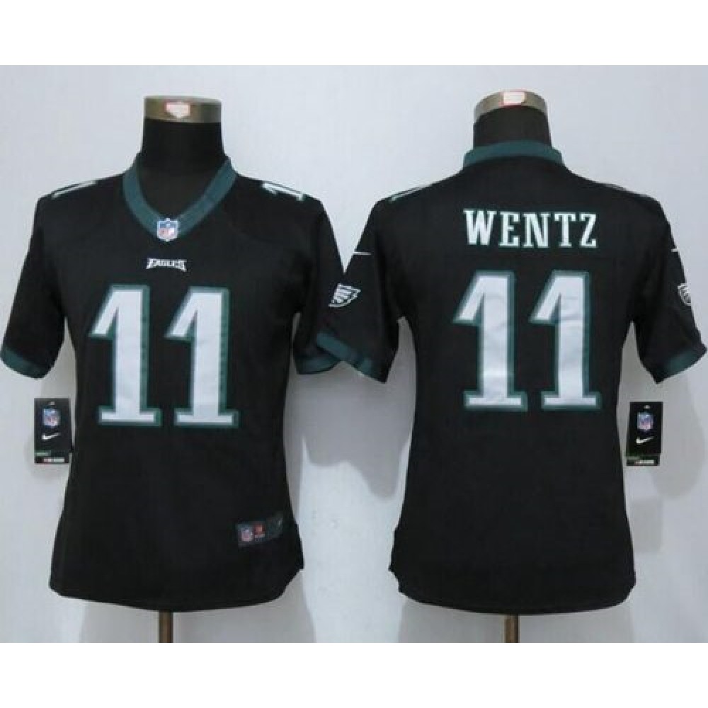 Nike Eagles #11 Carson Wentz Black Alternate Women's Stitched NFL New Limited Jersey Nike Eagles #11 Carson Wentz Black Alternate Women's Stitched NFL New Limited Jersey