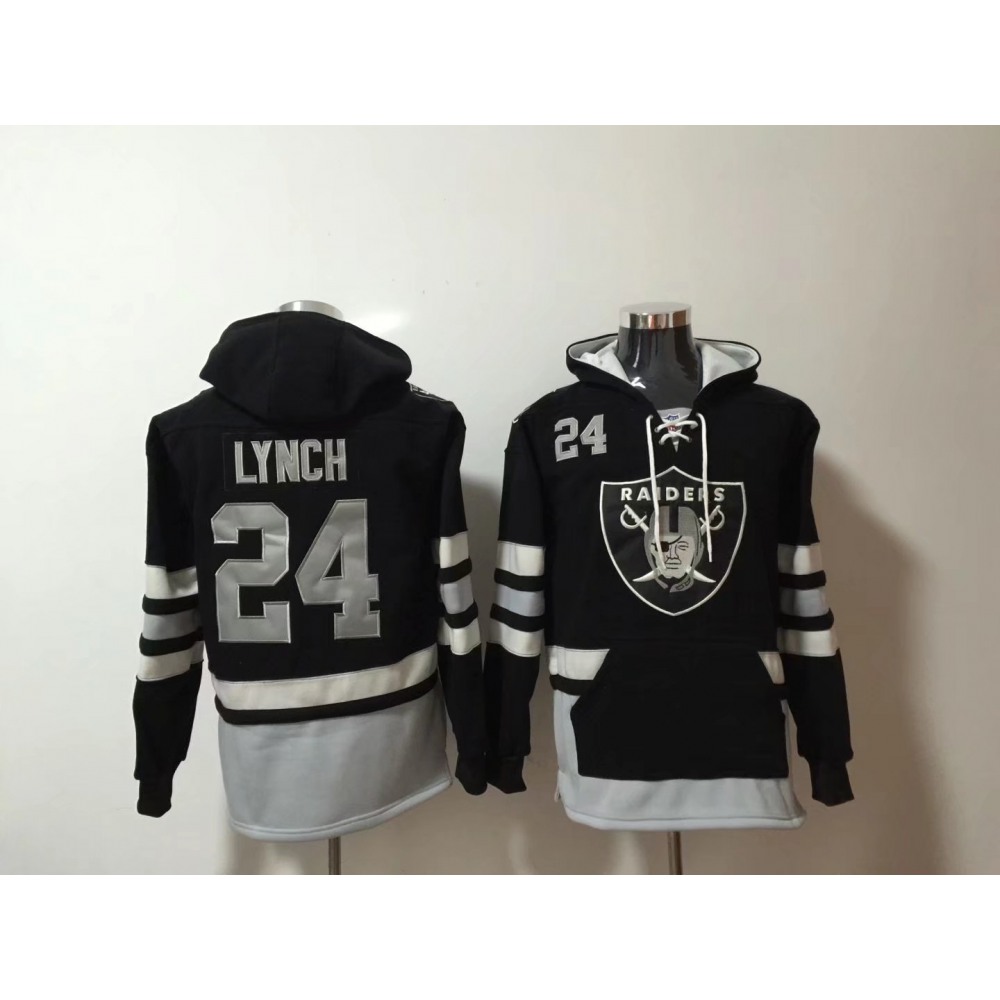 Men's Oakland Raiders #24 Marshawn Lynch Black All Stitched NFL Hoodie Sweatshirt Men's Oakland Raiders #24 Marshawn Lynch Black All Stitched NFL Hoodie Sweatshirt