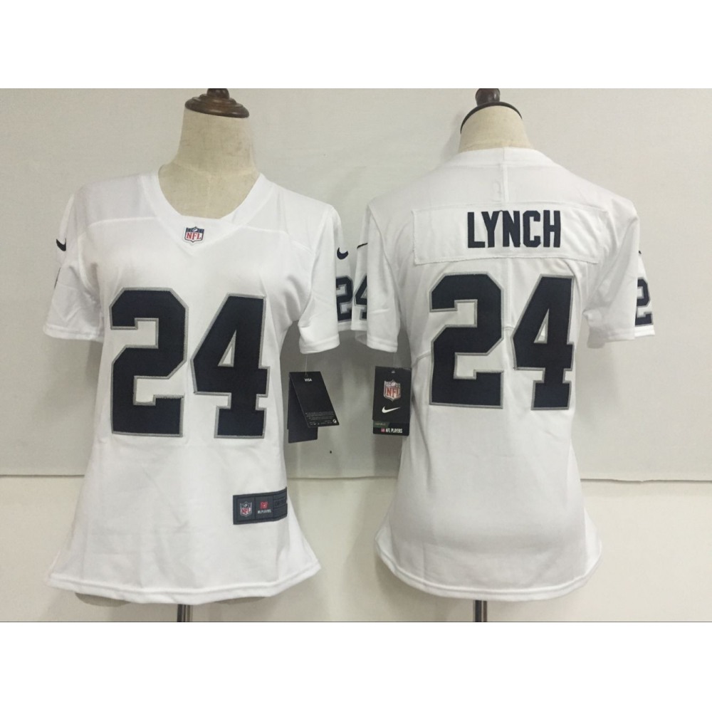 Women's Nike Oakland Raiders #24 Marshawn Lynch White Stitched NFL Vapor Untouchable Limited Jersey Women's Nike Oakland Raiders #24 Marshawn Lynch White Stitched NFL Vapor Untouchable Limited Jersey