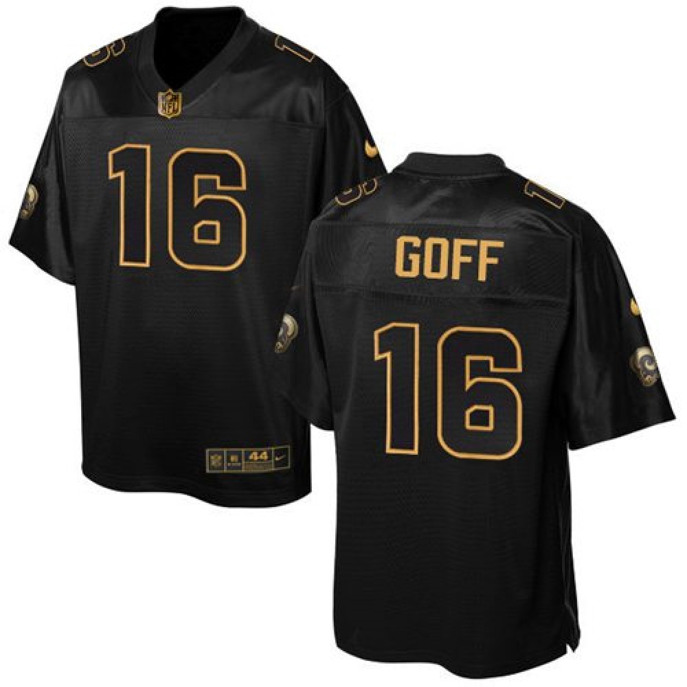 Nike Rams #16 Jared Goff Black Men's Stitched NFL Elite Pro Line Gold Collection Jersey Nike Rams #16 Jared Goff Black Men's Stitched NFL Elite Pro Line Gold Collection Jersey