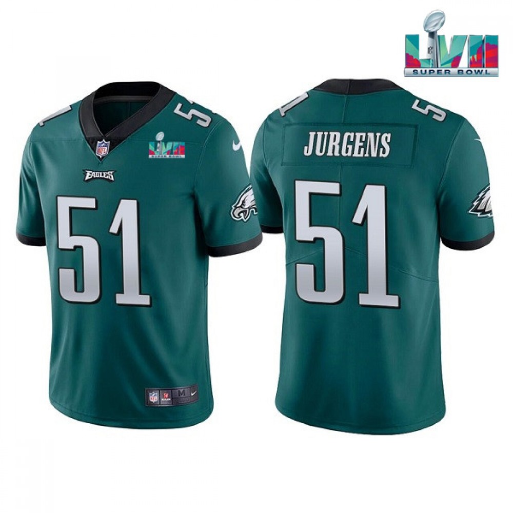 Men's Philadelphia Eagles #51 Cam Jurgens Green Super Bowl LVII Vapor Untouchable Limited Stitched Jersey Men's Philadelphia Eagles #51 Cam Jurgens Green Super Bowl LVII Vapor Untouchable Limited Stitched Jersey