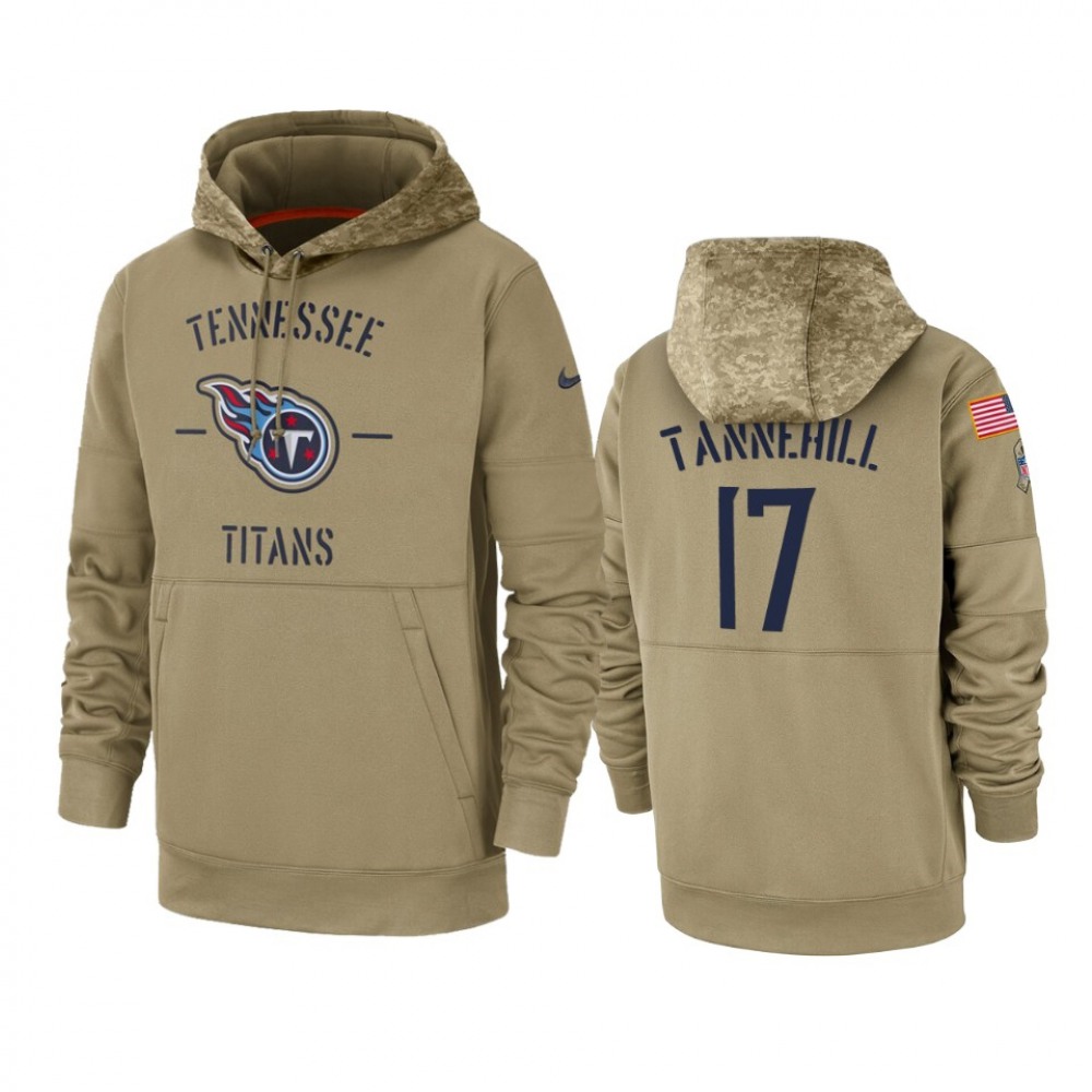 Men's Tennessee Titans #17 Ryan Tannehill Tan 2019 Salute to Service Sideline Therma Pullover Hoodie Men's Tennessee Titans #17 Ryan Tannehill Tan 2019 Salute to Service Sideline Therma Pullover Hoodie