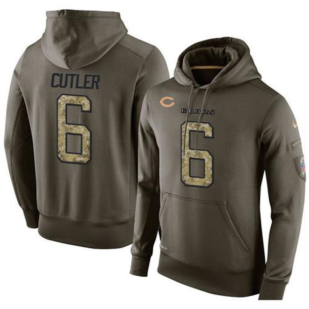 NFL Men's Nike Chicago Bears #6 Jay Cutler Stitched Green Olive Salute To Service KO Performance Hoodie NFL Men's Nike Chicago Bears #6 Jay Cutler Stitched Green Olive Salute To Service KO Performance Hoodie