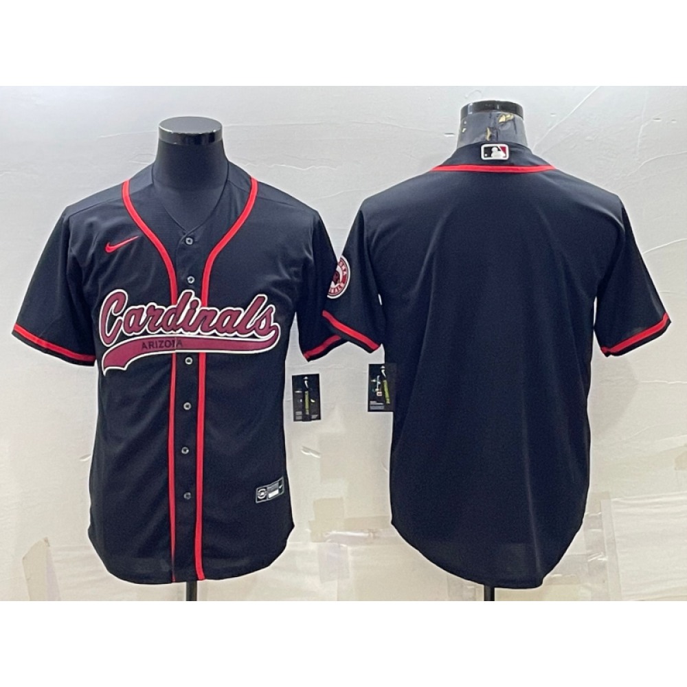 Men's Arizona Cardinals Blank Black With Patch Cool Base Stitched Baseball Jersey Men's Arizona Cardinals Blank Black With Patch Cool Base Stitched Baseball Jersey