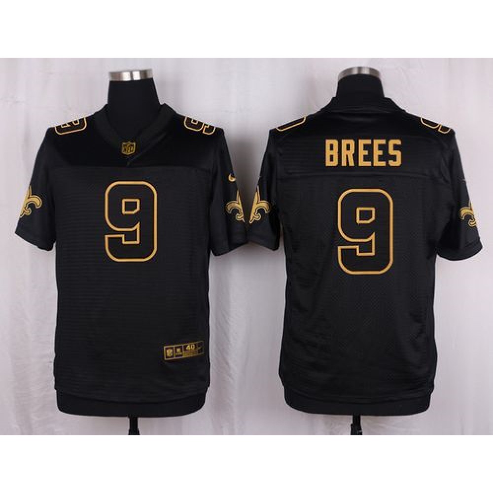 Nike Saints #9 Drew Brees Black Men's Stitched NFL Elite Pro Line Gold Collection Jersey