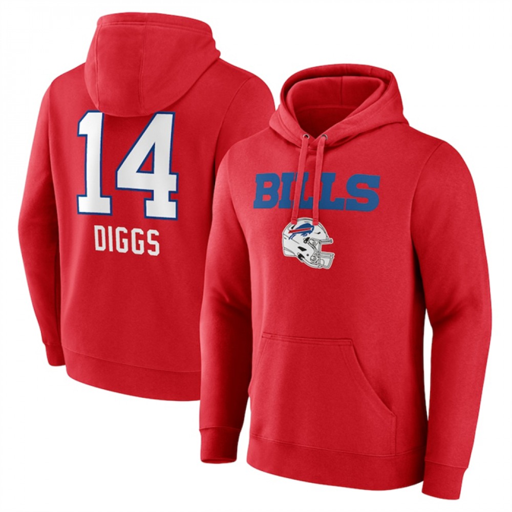 Men's Buffalo Bills #14 Stefon Diggs Red Team Wordmark Player Name & Number Pullover Hoodie Men's Buffalo Bills #14 Stefon Diggs Red Team Wordmark Player Name & Number Pullover Hoodie
