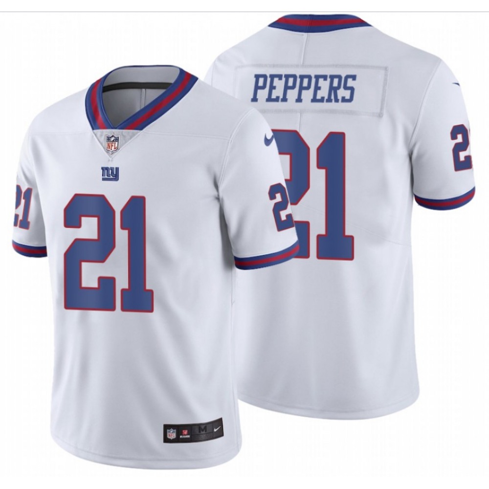 Men's New York Giants #21 Jabrill Peppers White Color Rush Limited Stitched Jersey Men's New York Giants #21 Jabrill Peppers White Color Rush Limited Stitched Jersey