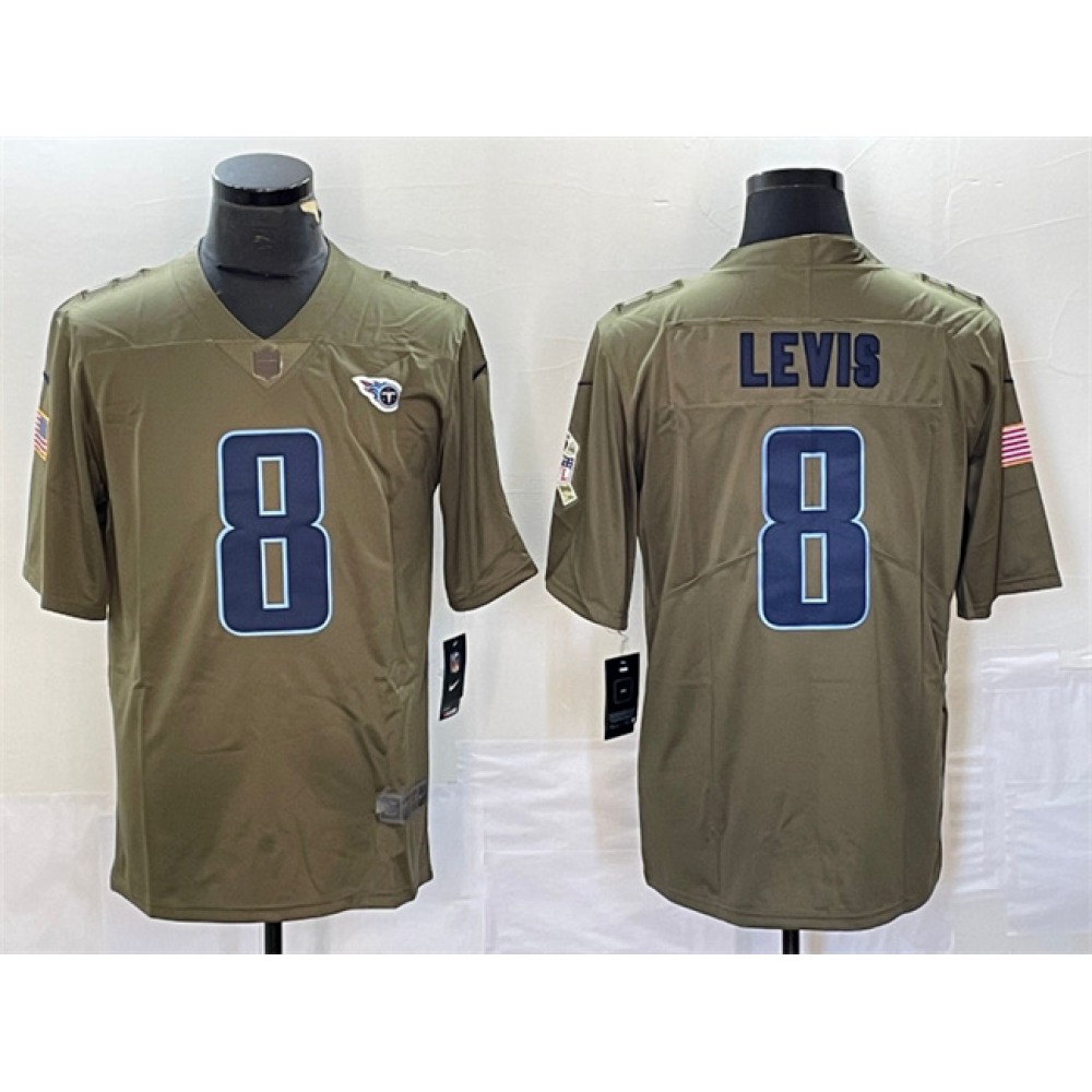 Men's Tennessee Titans #8 Will Levis Olive 2017 Salute To Service Limited Stitched Jersey