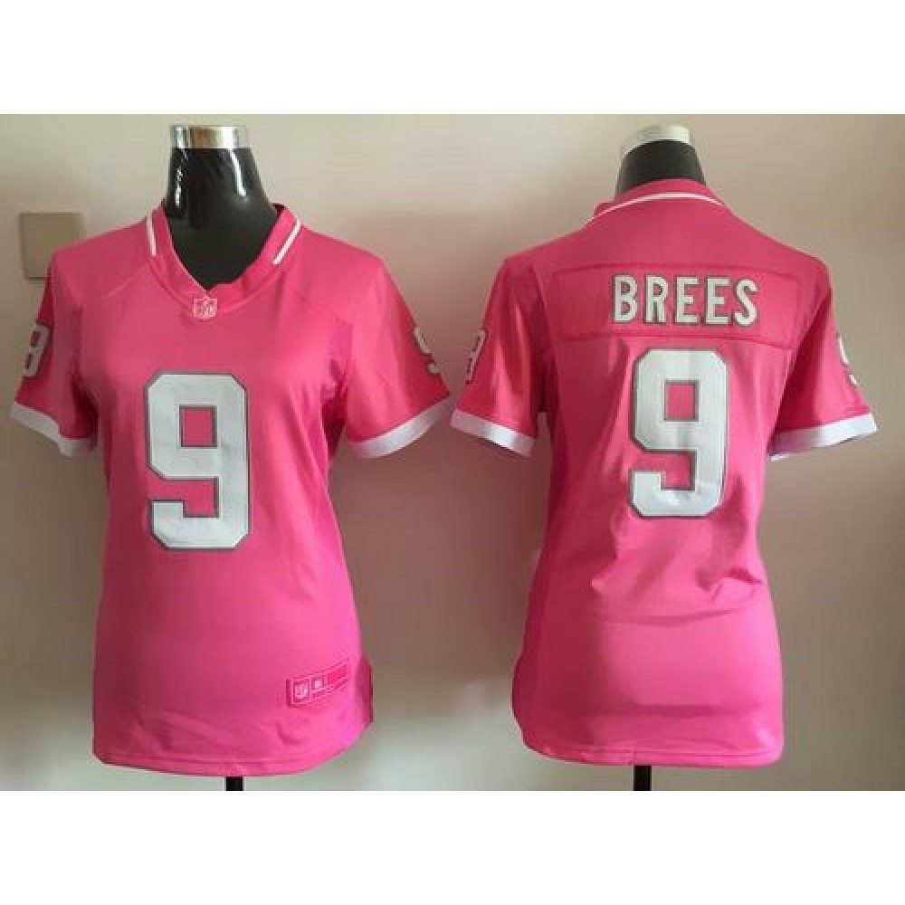 Nike Saints #9 Drew Brees Pink Women's Stitched NFL Elite Bubble Gum Jersey
