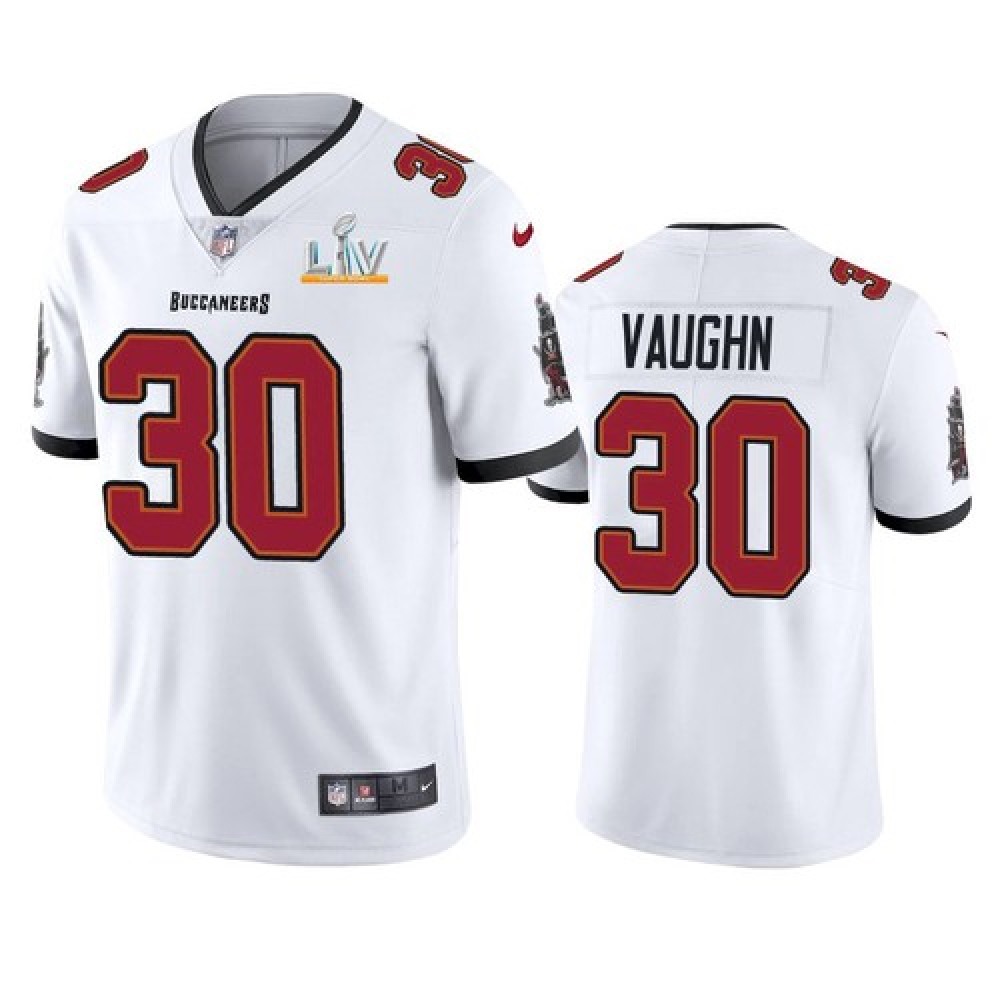 Men's Tampa Bay Buccaneers #30 Ke'Shawn Vaughn White 2021 Super Bowl LV Limited Stitched Jersey Men's Tampa Bay Buccaneers #30 Ke'Shawn Vaughn White 2021 Super Bowl LV Limited Stitched Jersey