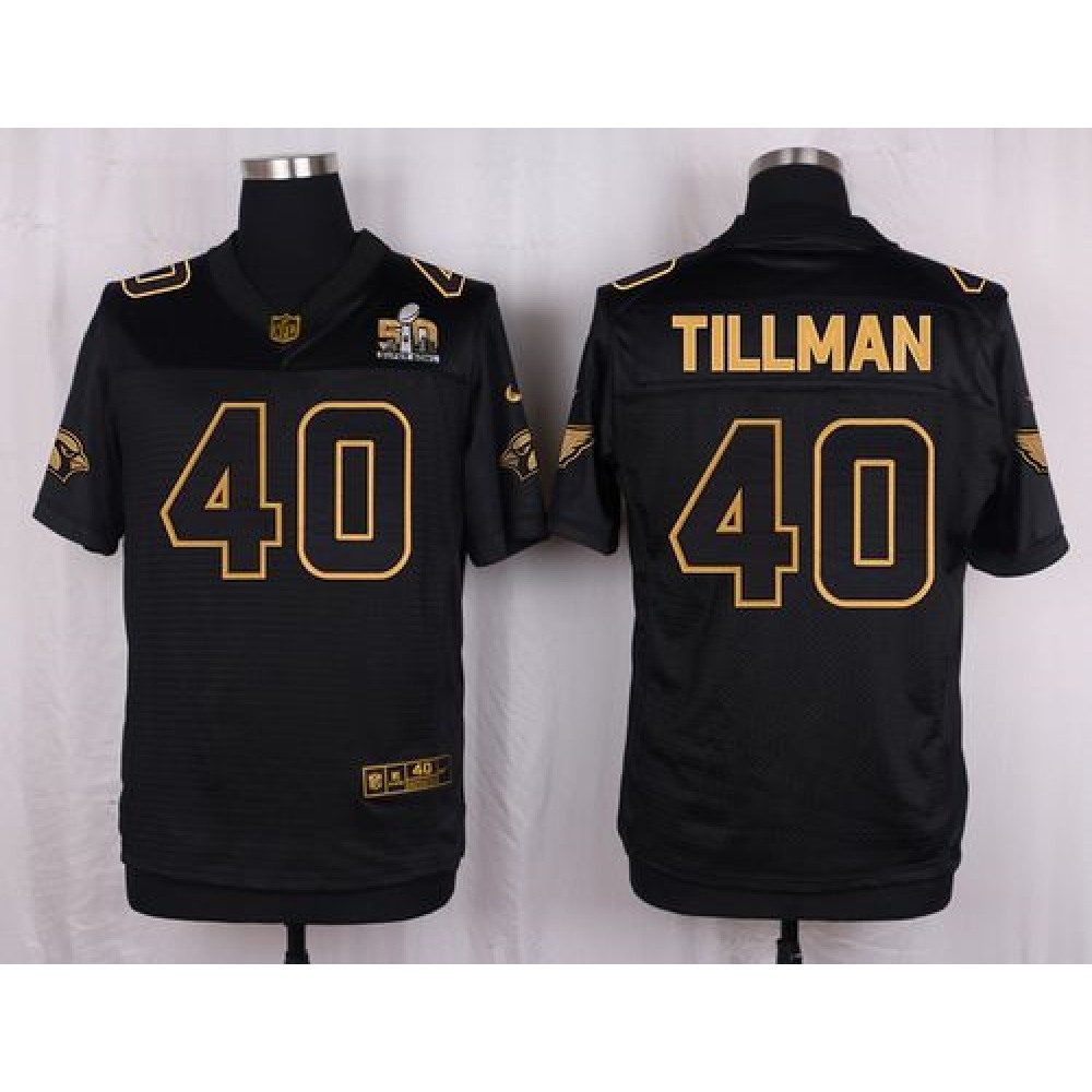 Nike Cardinals #40 Pat Tillman Black Pro Line Gold Collection Men's Stitched NFL Elite Jersey Nike Cardinals #40 Pat Tillman Black Pro Line Gold Collection Men's Stitched NFL Elite Jersey