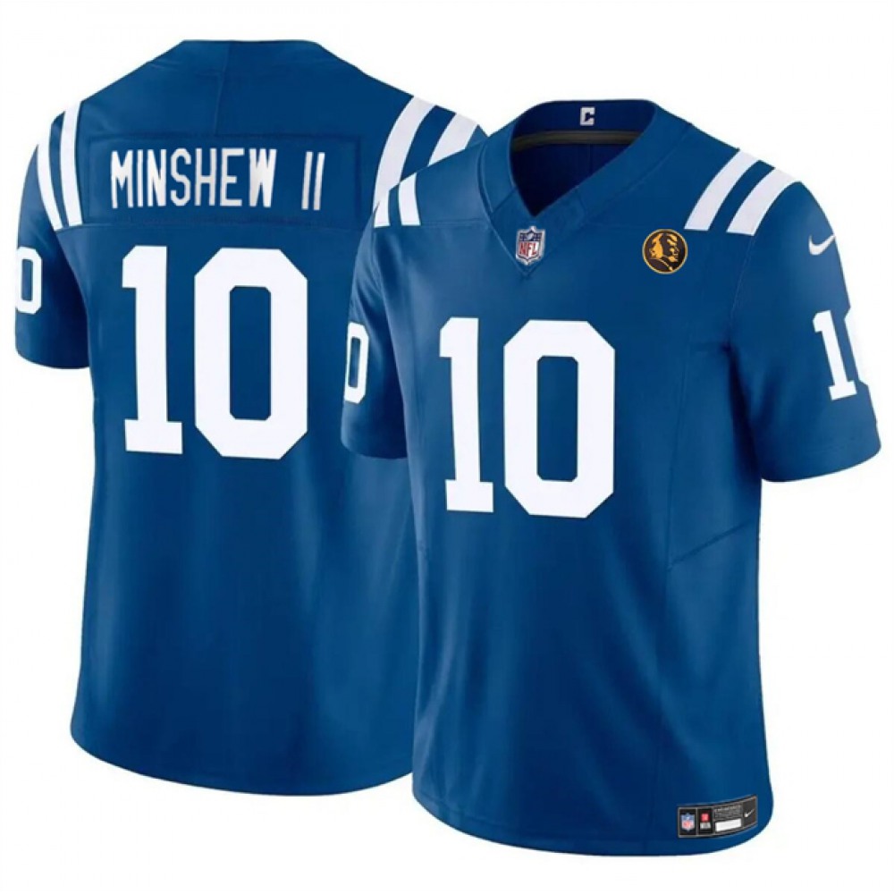 Men's Indianapolis Colts #10 Gardner Minshew Blue 2023 F.U.S.E. With John Madden Patch Vapor Limited Stitched Football Jersey Men's Indianapolis Colts #10 Gardner Minshew Blue 2023 F.U.S.E. With John Madden Patch Vapor Limited Stitched Football Jersey