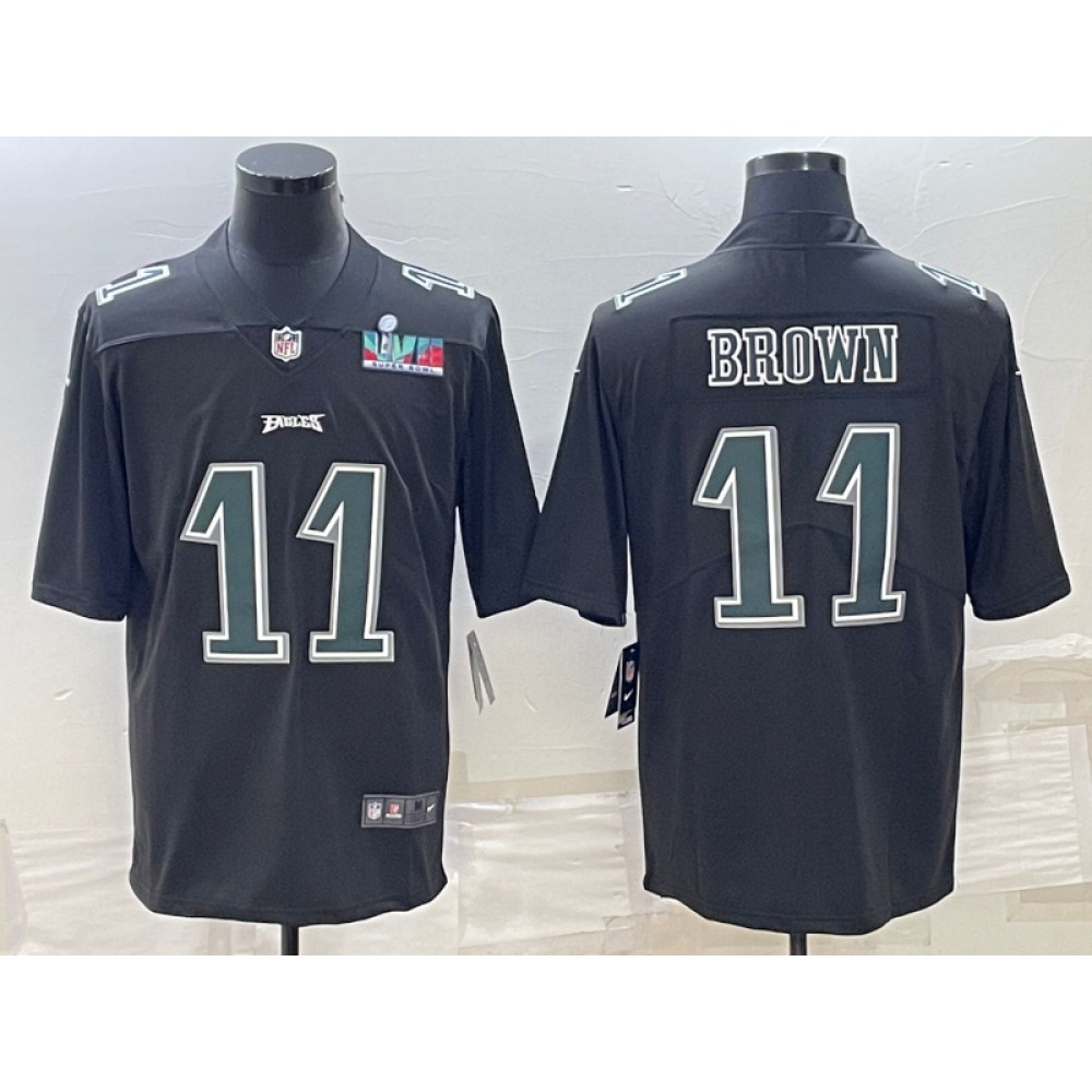 Men's Philadelphia Eagles #11 A.J. Brown Black Green Super Bowl LVII Patch Vapor Untouchable Limited Stitched Jersey Men's Philadelphia Eagles #11 A.J. Brown Black Green Super Bowl LVII Patch Vapor Untouchable Limited Stitched Jersey