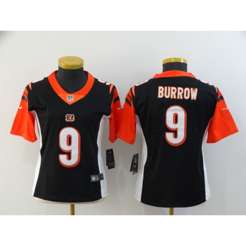 Women's Cincinnati Bengals #9 Joe Burrow Black Vapor Stitched Jersey(Run Small) Women's Cincinnati Bengals #9 Joe Burrow Black Vapor Stitched Jersey(Run Small)