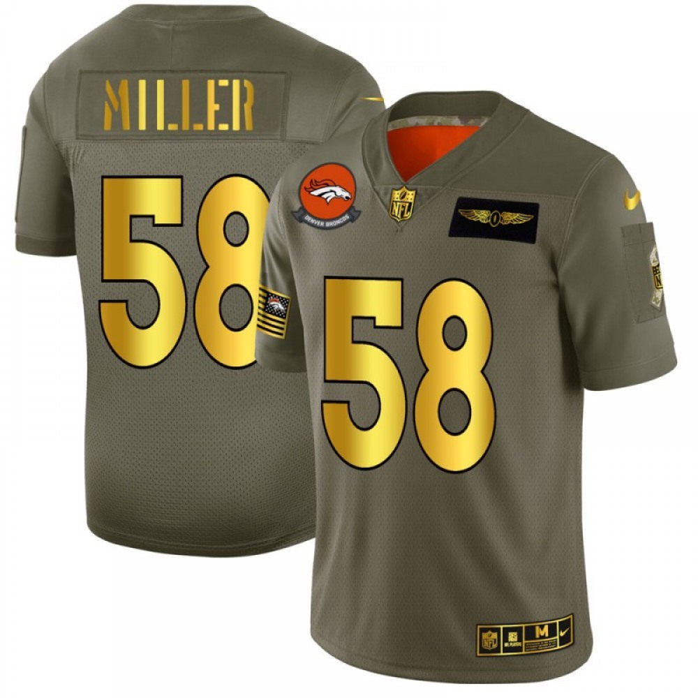 Men's Denver Broncos #58 Von Miller 2019 Olive/Gold Salute To Service Limited Stitched NFL Jersey Men's Denver Broncos #58 Von Miller 2019 Olive/Gold Salute To Service Limited Stitched NFL Jersey