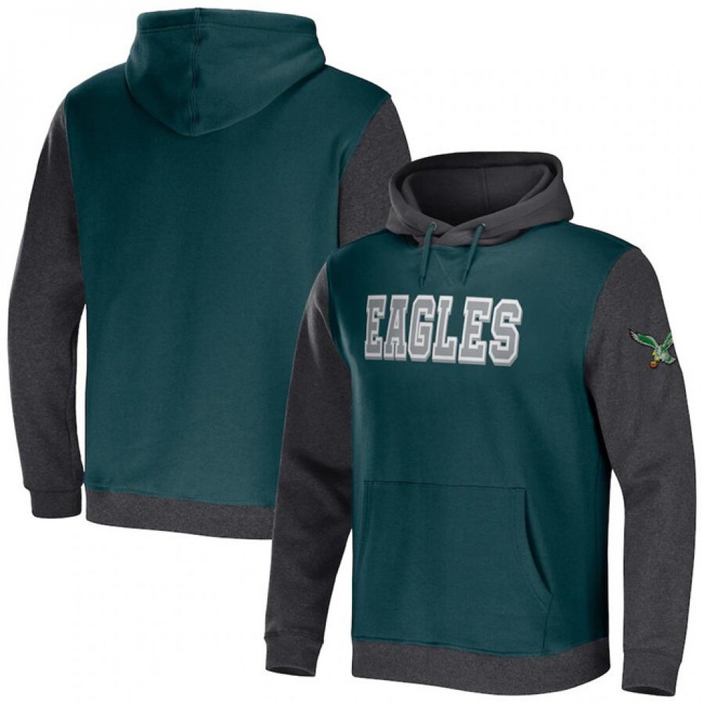 Men's Philadelphia Eagles x Darius Rucker Collection Midnight Green/Charcoal Colorblock Pullover Hoodie Men's Philadelphia Eagles x Darius Rucker Collection Midnight Green/Charcoal Colorblock Pullover Hoodie