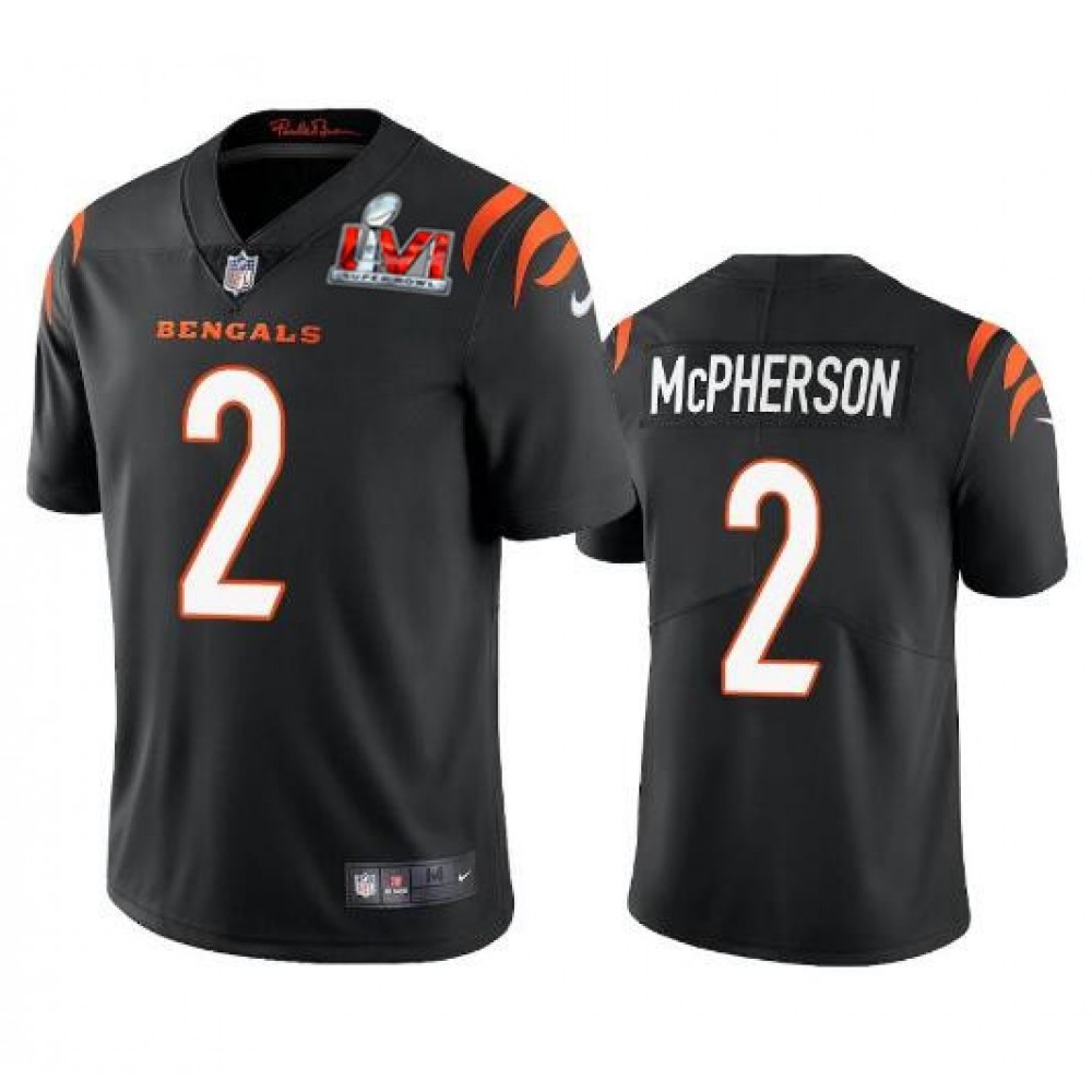 Men's Cincinnati Bengals #2 Evan McPherson 2022 Black Super Bowl LVI Vapor Limited Stitched Jersey Men's Cincinnati Bengals #2 Evan McPherson 2022 Black Super Bowl LVI Vapor Limited Stitched Jersey