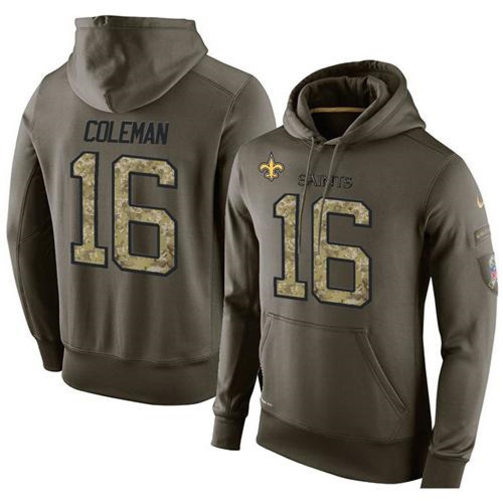 NFL Men's Nike New Orleans Saints #16 Brandon Coleman Stitched Green Olive Salute To Service KO Performance Hoodie NFL Men's Nike New Orleans Saints #16 Brandon Coleman Stitched Green Olive Salute To Service KO Performance Hoodie