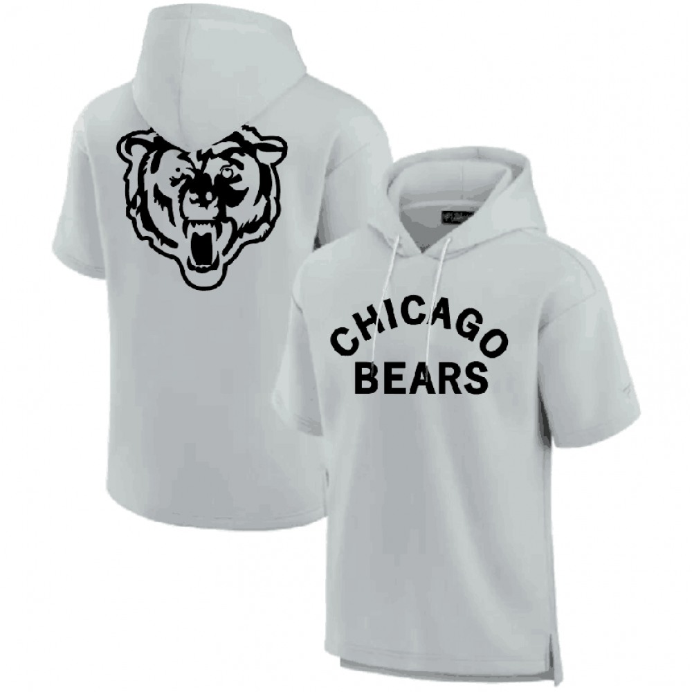 Men's Chicago Bears Gray Super Soft Fleece Short Sleeve Hoodie Men's Chicago Bears Gray Super Soft Fleece Short Sleeve Hoodie
