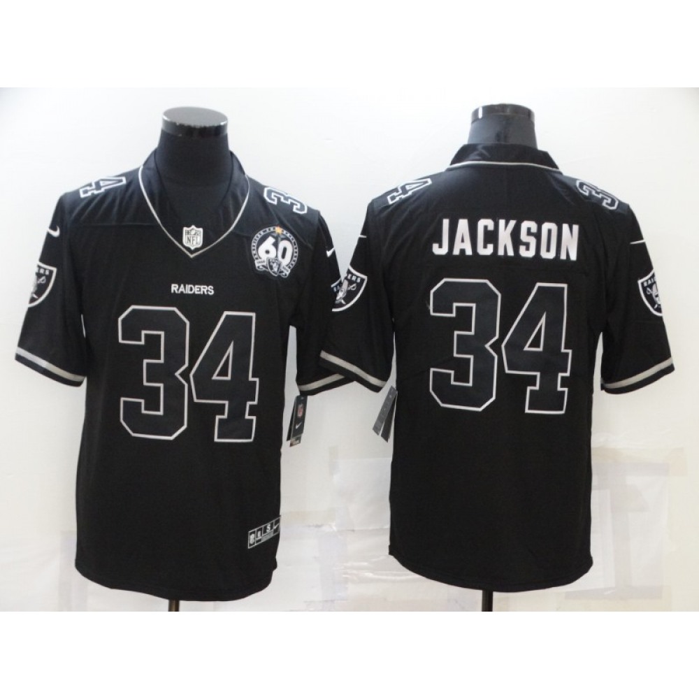 Men's Las Vegas Raiders #34 Bo Jackson Black Shadow Vapor Limited Stitched Jersey Men's Las Vegas Raiders #34 Bo Jackson Black Shadow Vapor Limited Stitched Jersey