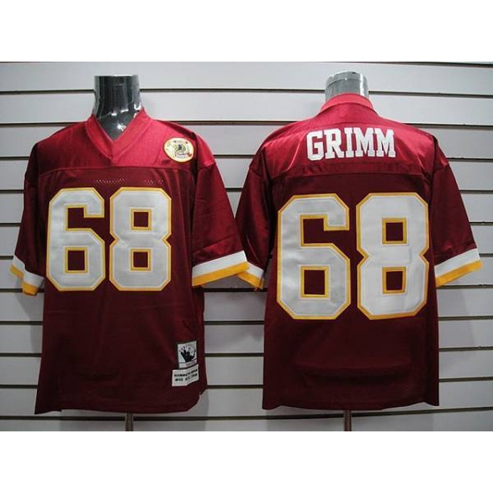 Mitchell and Ness Redskins #68 Russ Grimm Red With 50TH Anniversary Patch Stitched NFL Jersey Mitchell and Ness Redskins #68 Russ Grimm Red With 50TH Anniversary Patch Stitched NFL Jersey