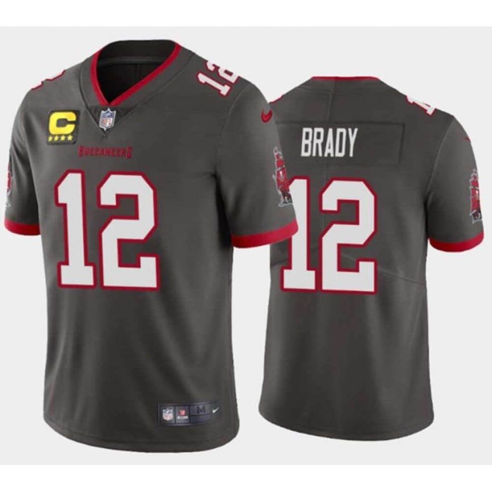 Toddlers Tampa Bay Buccaneers #12 Tom Brady Gray With C Patch Stitched Jersey