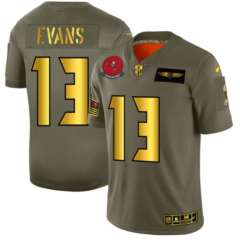 Men's Tampa Bay Buccaneers #13 Mike Evans 2019 Olive/Gold Salute To Service Limited Stitched NFL Jersey Men's Tampa Bay Buccaneers #13 Mike Evans 2019 Olive/Gold Salute To Service Limited Stitched NFL Jersey