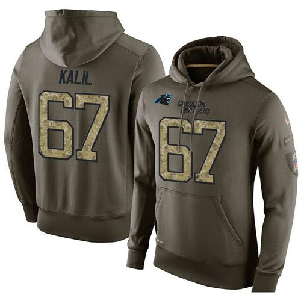 NFL Men's Nike Carolina Panthers #67 Ryan Kalil Stitched Green Olive Salute To Service KO Performance Hoodie NFL Men's Nike Carolina Panthers #67 Ryan Kalil Stitched Green Olive Salute To Service KO Performance Hoodie