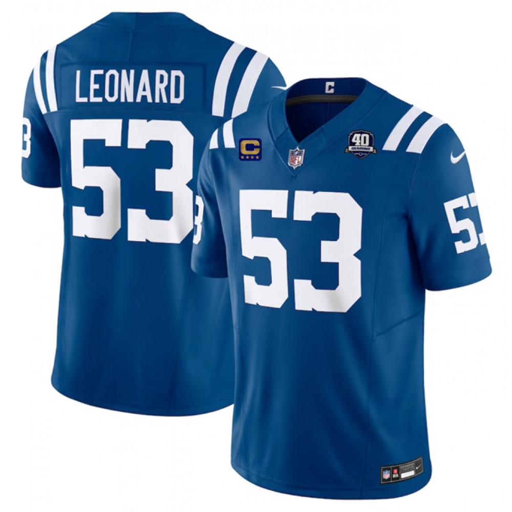 Men's Indianapolis Colts #53 Shaquille Leonard Blue 2023 F.U.S.E. 40th Anniversary With 4-Star C Patch Vapor Untouchable Limited Stitched Football Jersey Men's Indianapolis Colts #53 Shaquille Leonard Blue 2023 F.U.S.E. 40th Anniversary With 4-Star C Patch Vapor Untouchable Limited Stitched Football Jersey