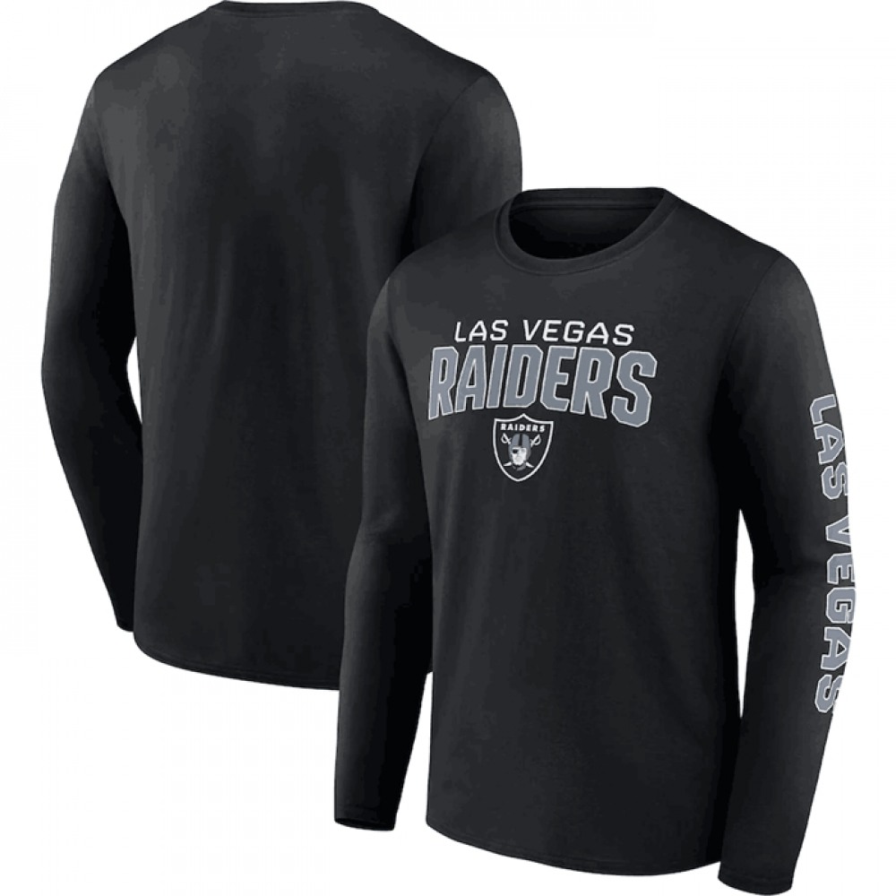 Men's Las Vegas Raiders Black Go the Distance Long Sleeve T-Shirt Men's Las Vegas Raiders Black Go the Distance Long Sleeve T-Shirt