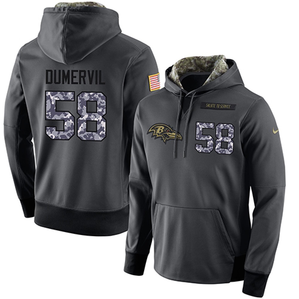 NFL Men's Nike Baltimore Ravens #58 Elvis Dumervil Stitched Black Anthracite Salute to Service Player Performance Hoodie NFL Men's Nike Baltimore Ravens #58 Elvis Dumervil Stitched Black Anthracite Salute to Service Player Performance Hoodie