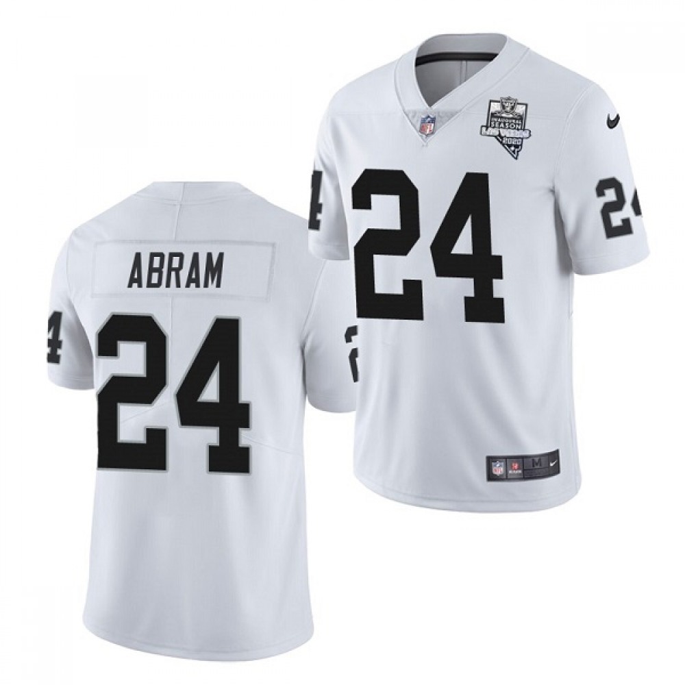 Men's Las Vegas Raiders #24 Johnathan Abram 2020 Inaugural Season White Vapor Untouchable Limited Stitched Jersey Men's Las Vegas Raiders #24 Johnathan Abram 2020 Inaugural Season White Vapor Untouchable Limited Stitched Jersey