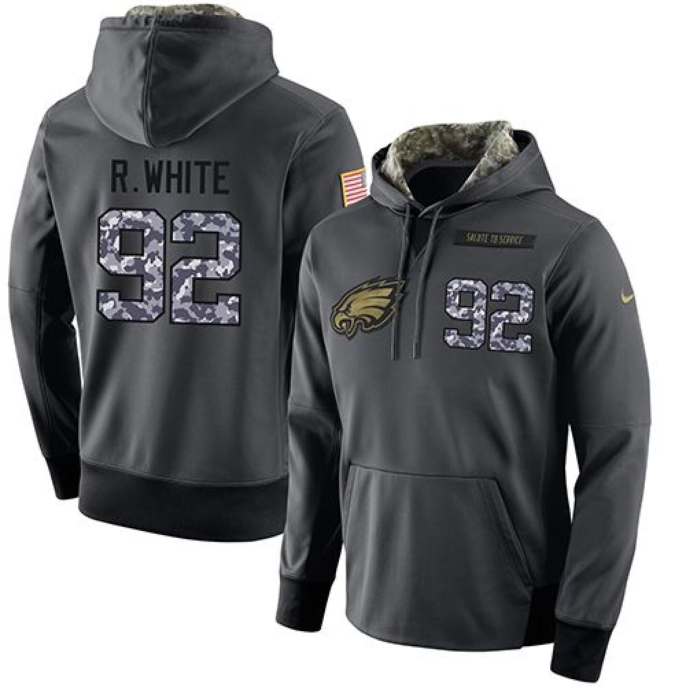 NFL Men's Nike Philadelphia Eagles #92 Reggie White Stitched Black Anthracite Salute to Service Player Performance Hoodie NFL Men's Nike Philadelphia Eagles #92 Reggie White Stitched Black Anthracite Salute to Service Player Performance Hoodie