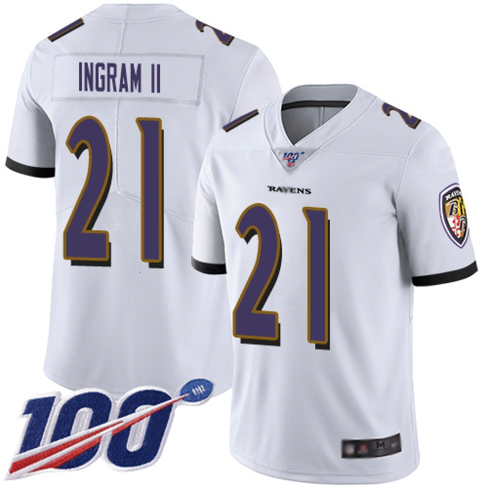Men's Baltimore Ravens #21 Mark Ingram II White 2019 100th Season Vapor Untouchable Limited NFL Jersey Men's Baltimore Ravens #21 Mark Ingram II White 2019 100th Season Vapor Untouchable Limited NFL Jersey