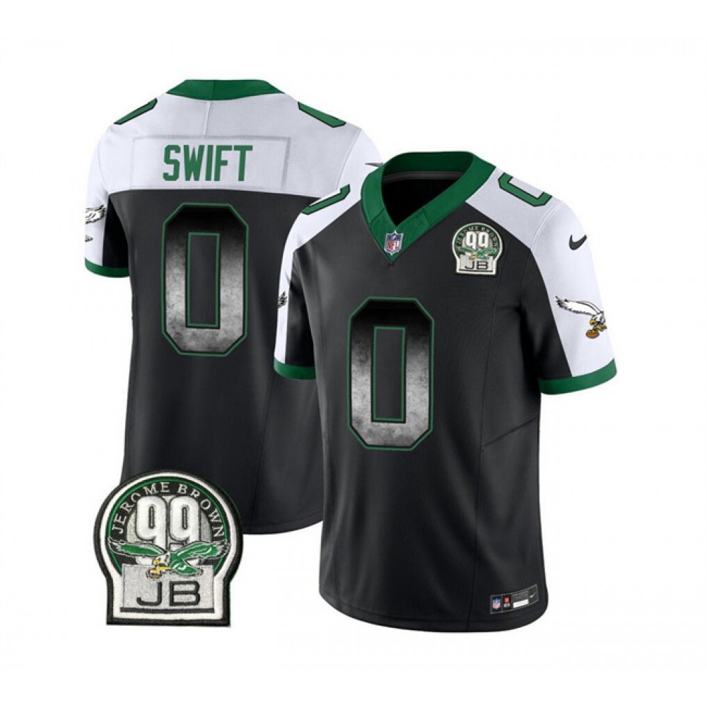 Men's Philadelphia Eagles #0 D'Andre Swift Black/White 2023 F.U.S.E. Throwback Vapor Untouchable Limited Stitched Football Jersey Men's Philadelphia Eagles #0 D'Andre Swift Black/White 2023 F.U.S.E. Throwback Vapor Untouchable Limited Stitched Football Jersey
