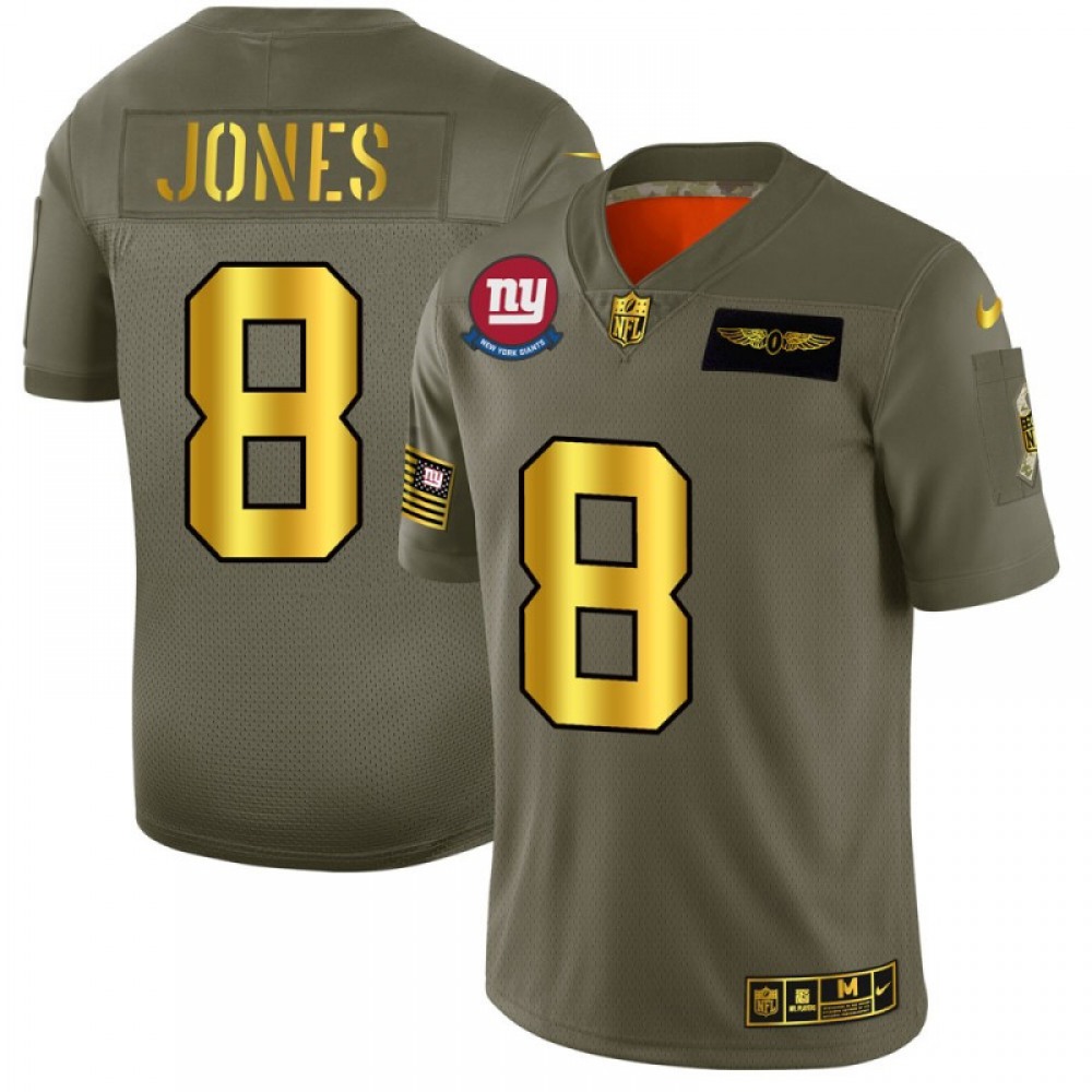 Men's New York Giants #8 Daniel Jones 2019 Olive/Gold Salute To Service Limited Stitched NFL Jersey Men's New York Giants #8 Daniel Jones 2019 Olive/Gold Salute To Service Limited Stitched NFL Jersey