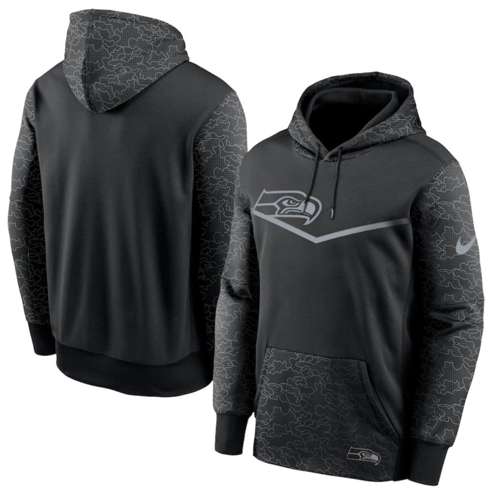 Men's Seattle Seahawks Black Reflective Therma Hoodie Men's Seattle Seahawks Black Reflective Therma Hoodie