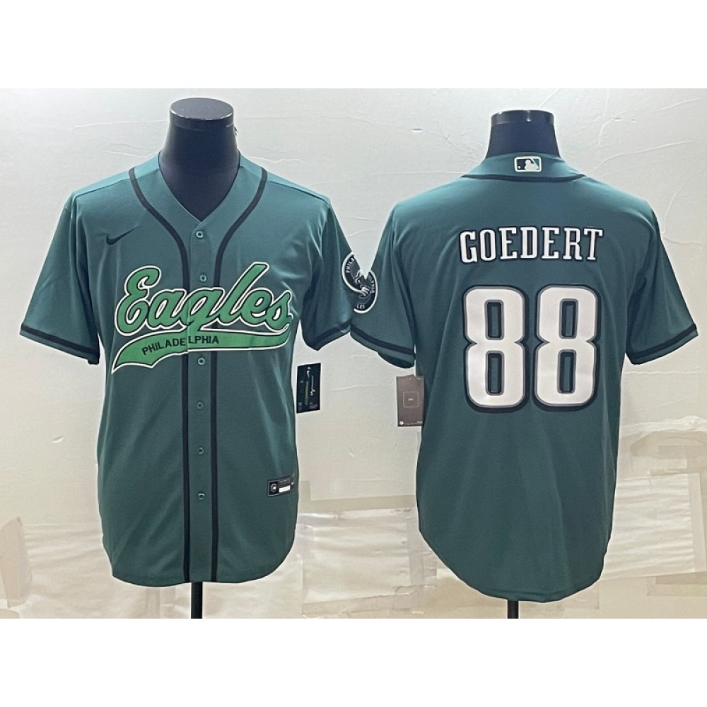 Men's Philadelphia Eagles #88 Dallas Goedert Green With Patch Cool Base Stitched Baseball Jersey Men's Philadelphia Eagles #88 Dallas Goedert Green With Patch Cool Base Stitched Baseball Jersey