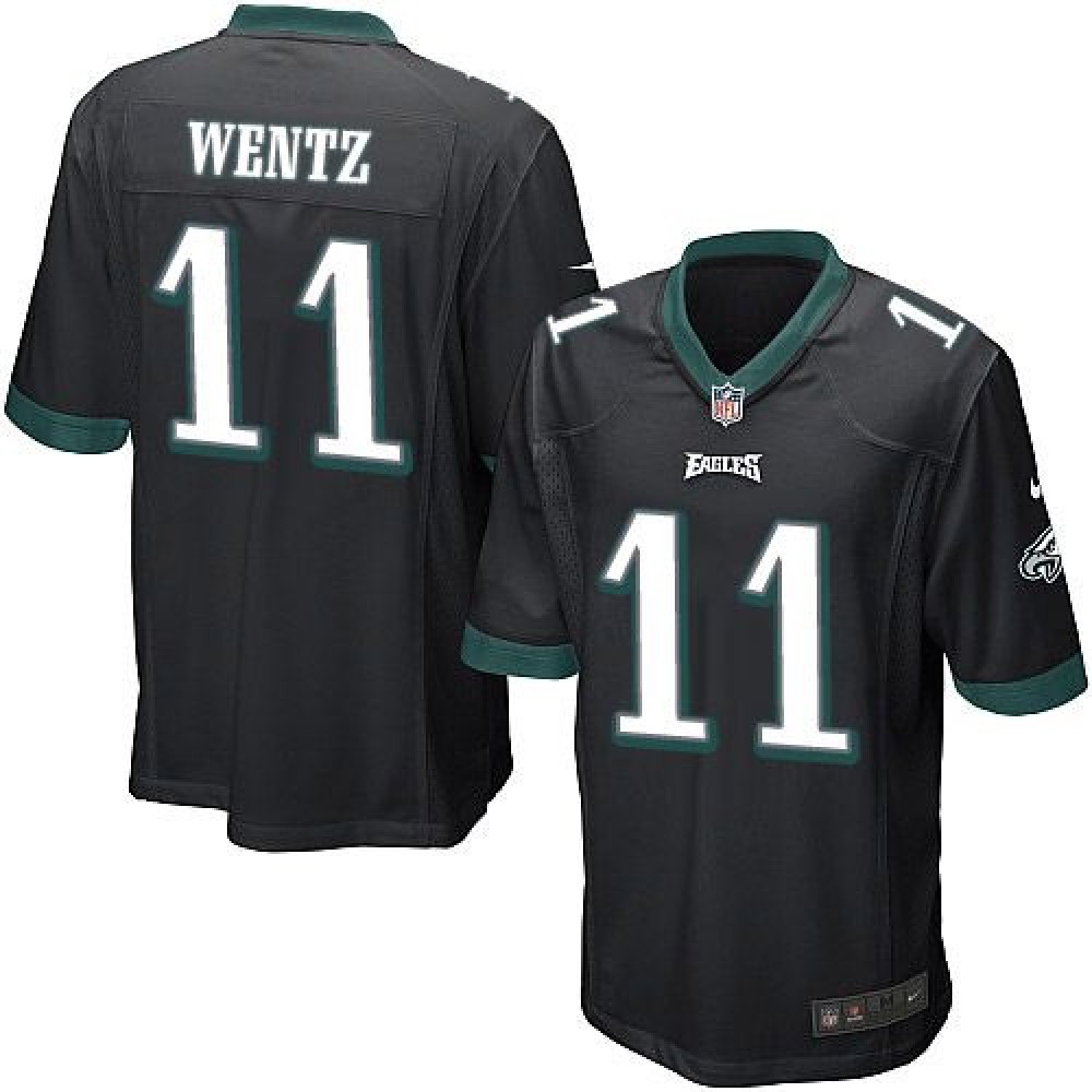 Nike Eagles #11 Carson Wentz Black Alternate Youth Stitched NFL New Elite Jersey Nike Eagles #11 Carson Wentz Black Alternate Youth Stitched NFL New Elite Jersey