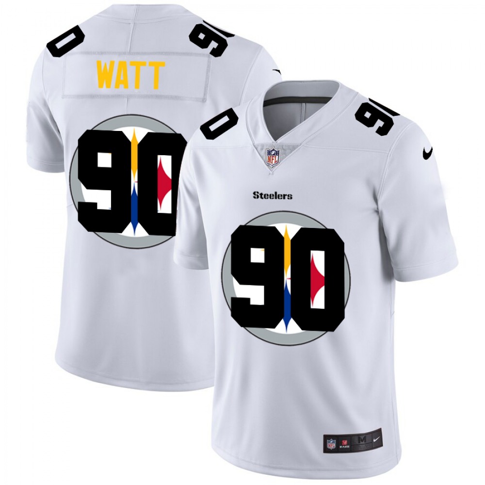 Men's Pittsburgh Steelers #90 T. J. Watt White Shadow Logo Limited Stitched Jersey Men's Pittsburgh Steelers #90 T. J. Watt White Shadow Logo Limited Stitched Jersey