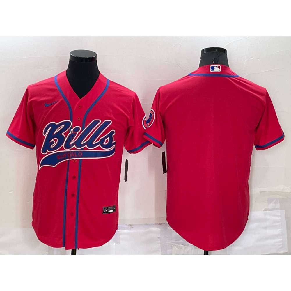 Men's Buffalo Bills Blank Red Cool Base Stitched Baseball Jersey Men's Buffalo Bills Blank Red Cool Base Stitched Baseball Jersey