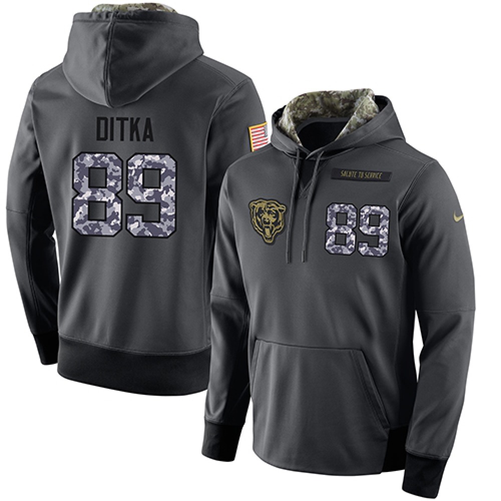 NFL Men's Nike Chicago Bears #89 Mike Ditka Stitched Black Anthracite Salute to Service Player Performance Hoodie NFL Men's Nike Chicago Bears #89 Mike Ditka Stitched Black Anthracite Salute to Service Player Performance Hoodie