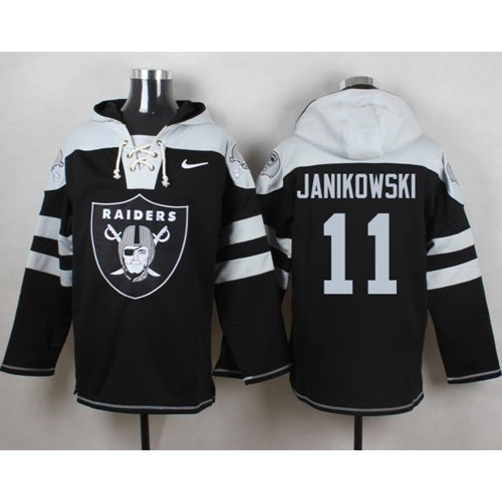 Nike Raiders #11 Sebastian Janikowski Black Player Pullover NFL Hoodie