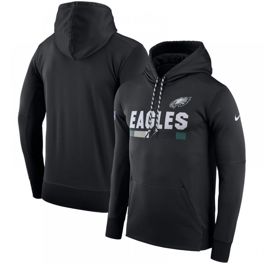 Men's Philadelphia Eagles Nike Black Sideline Team Name Performance Pullover Hoodie Men's Philadelphia Eagles Nike Black Sideline Team Name Performance Pullover Hoodie