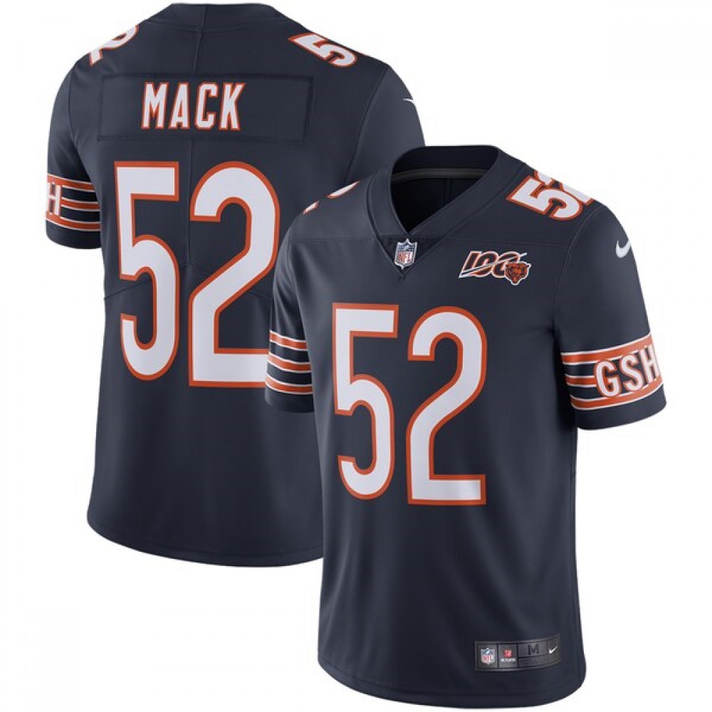 Men's Chicago Bears #52 Khalil Mack Navy 2019 100th Season Limited Stitched NFL Jersey Men's Chicago Bears #52 Khalil Mack Navy 2019 100th Season Limited Stitched NFL Jersey