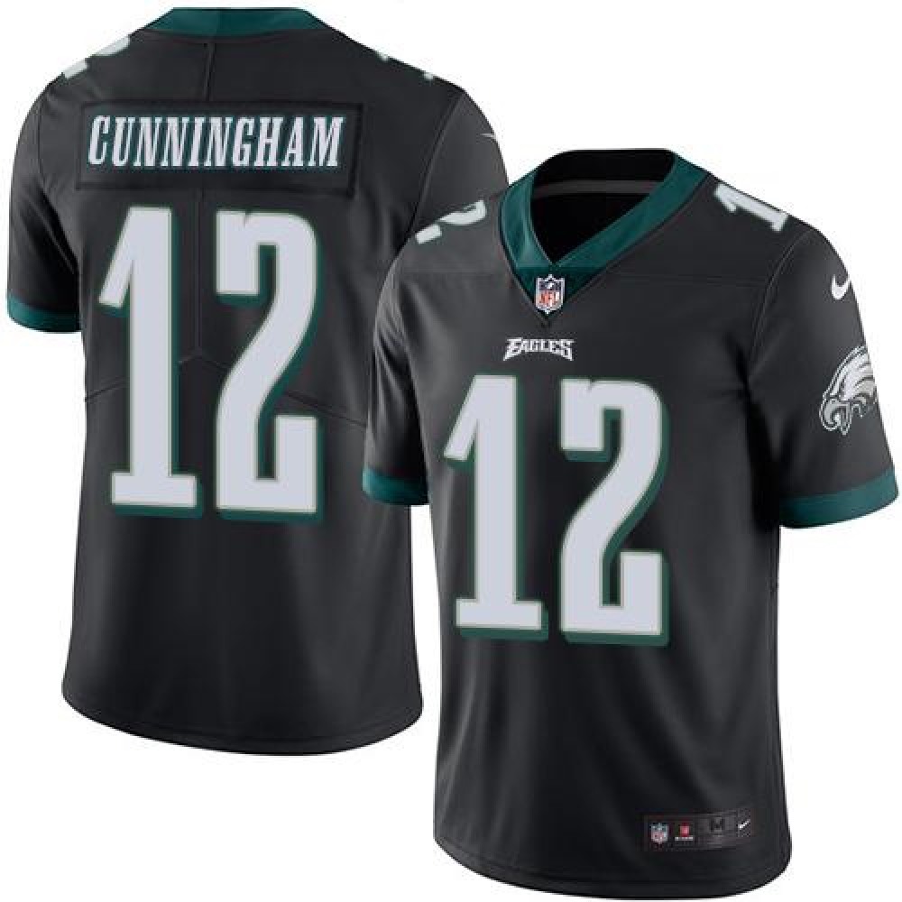 Nike Eagles #12 Randall Cunningham Black Men's Stitched NFL Limited Rush Jersey Nike Eagles #12 Randall Cunningham Black Men's Stitched NFL Limited Rush Jersey