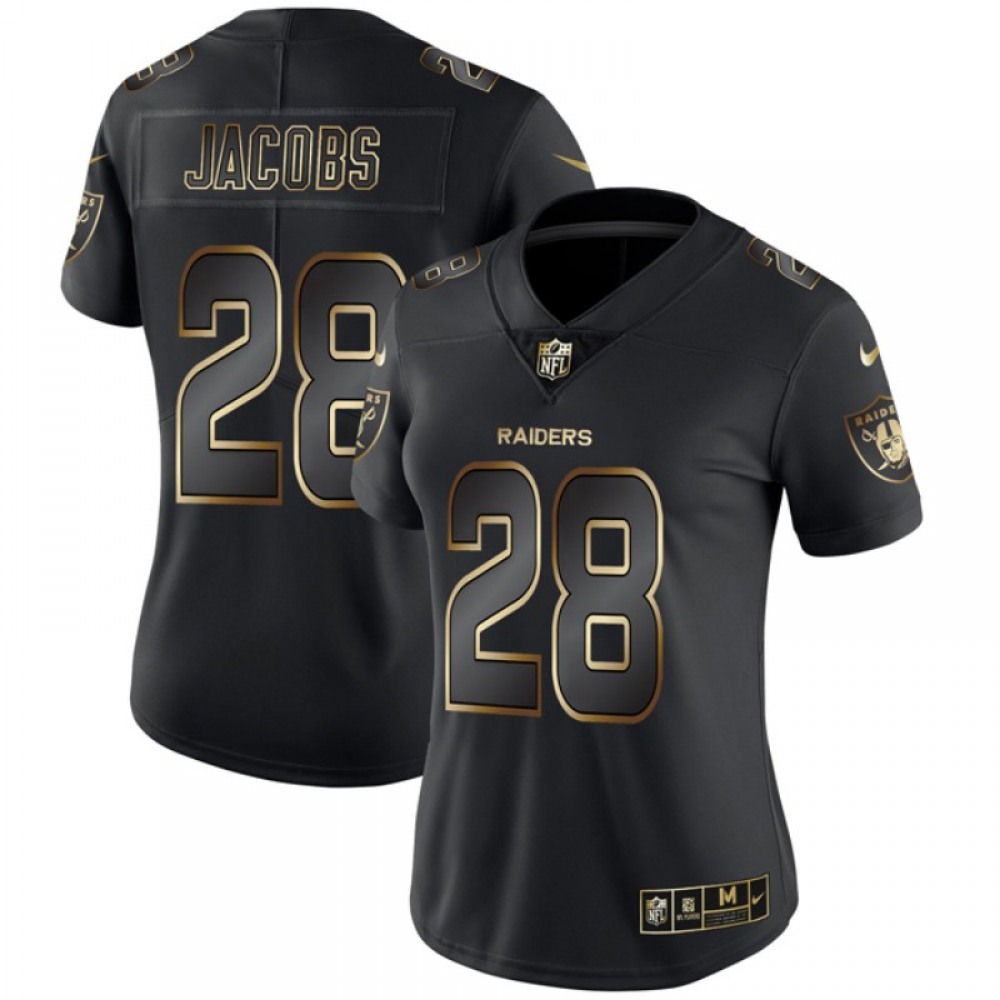 Women's Oakland Raiders #28 Josh Jacobs 2019 Black Gold Edition Stitched NFL Jersey(Run Small) Women's Oakland Raiders #28 Josh Jacobs 2019 Black Gold Edition Stitched NFL Jersey(Run Small)