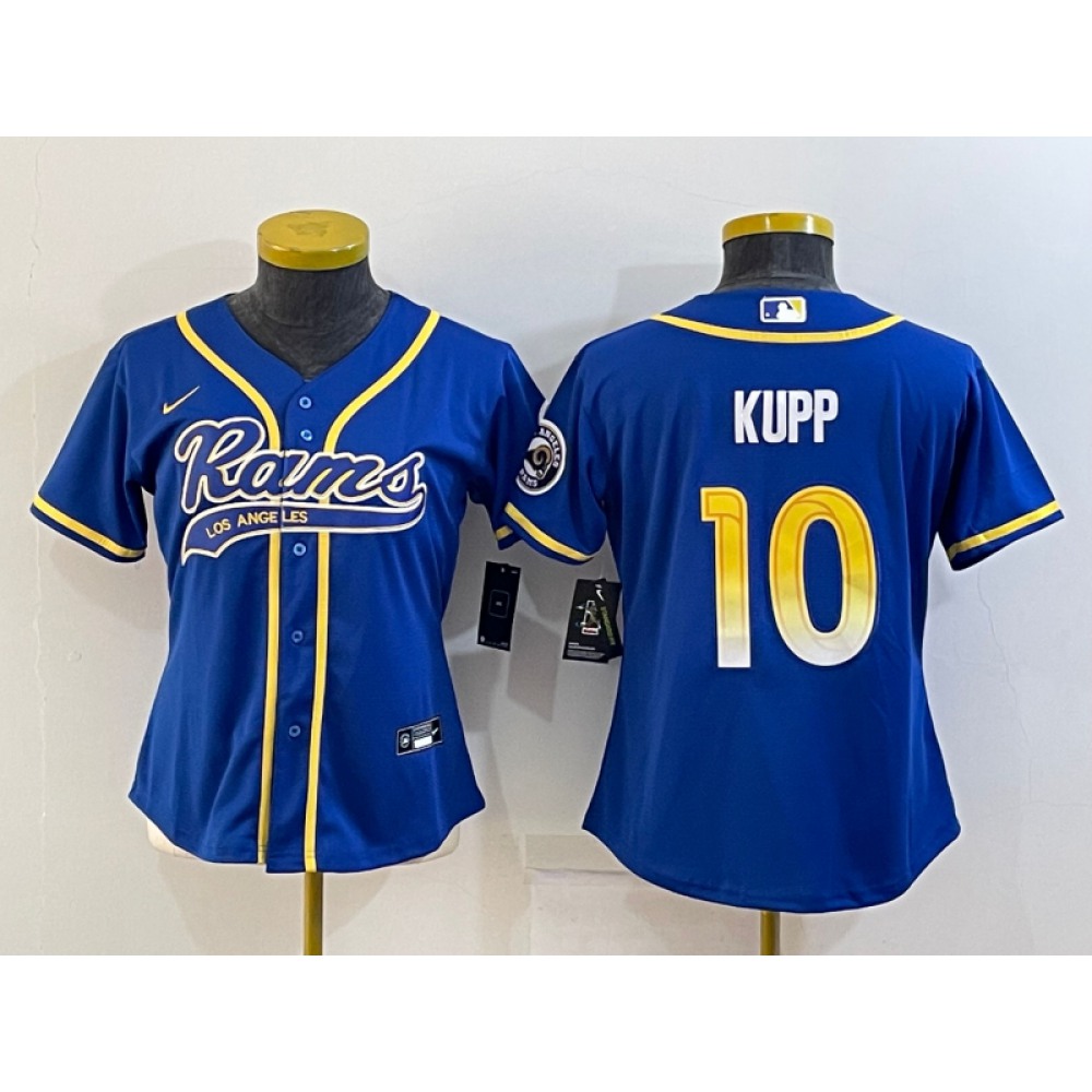 Youth Los Angeles Rams #10 Cooper Kupp Royal With Patch Cool Base Stitched Baseball Jersey Youth Los Angeles Rams #10 Cooper Kupp Royal With Patch Cool Base Stitched Baseball Jersey