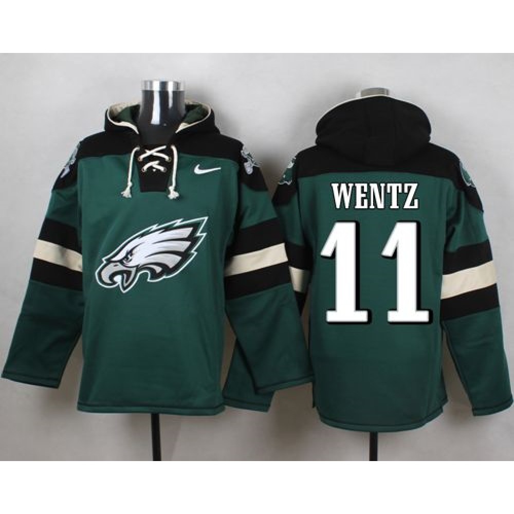 Nike Eagles #11 Carson Wentz Midnight Green Player Pullover Hoodie Nike Eagles #11 Carson Wentz Midnight Green Player Pullover Hoodie